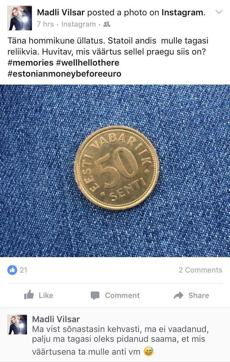 Ilmatüdruk Madli Vilsar sai Statoilist valeraha