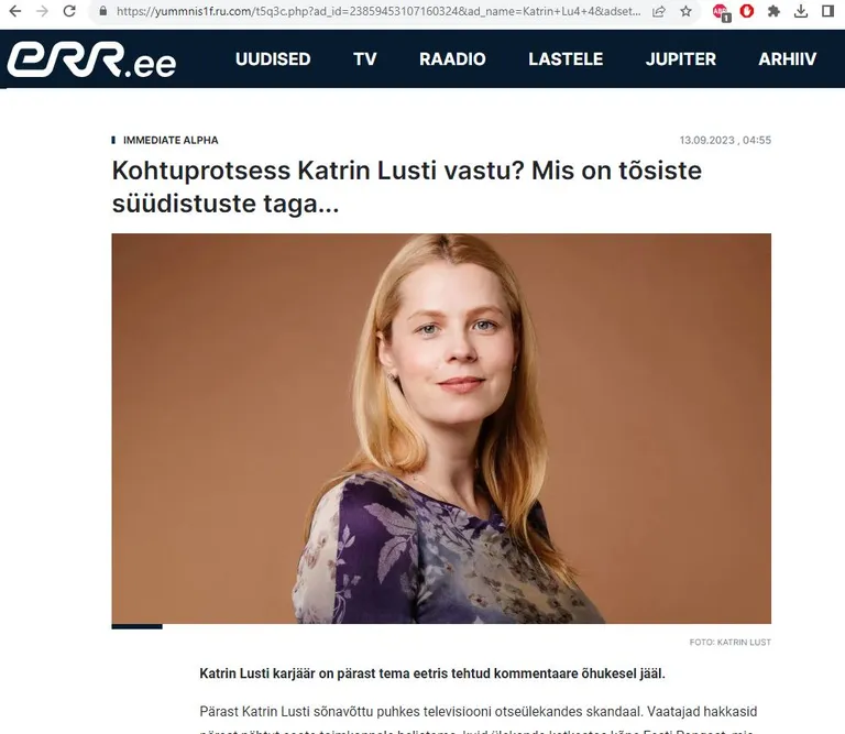 Petturite libaartikkel, mille keskmes on «Kuuuurija» saatejuht Katrin Lust.