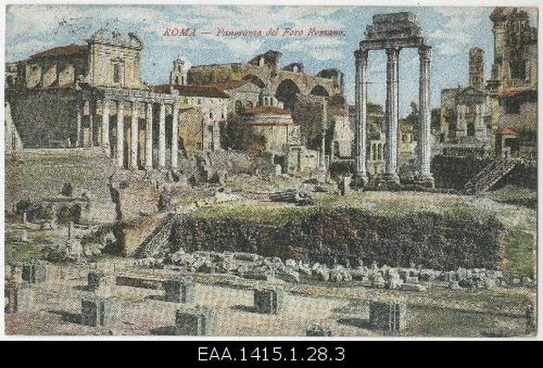 Panoraamvaade Rooma foorumist. Fotopostkaart 1907.