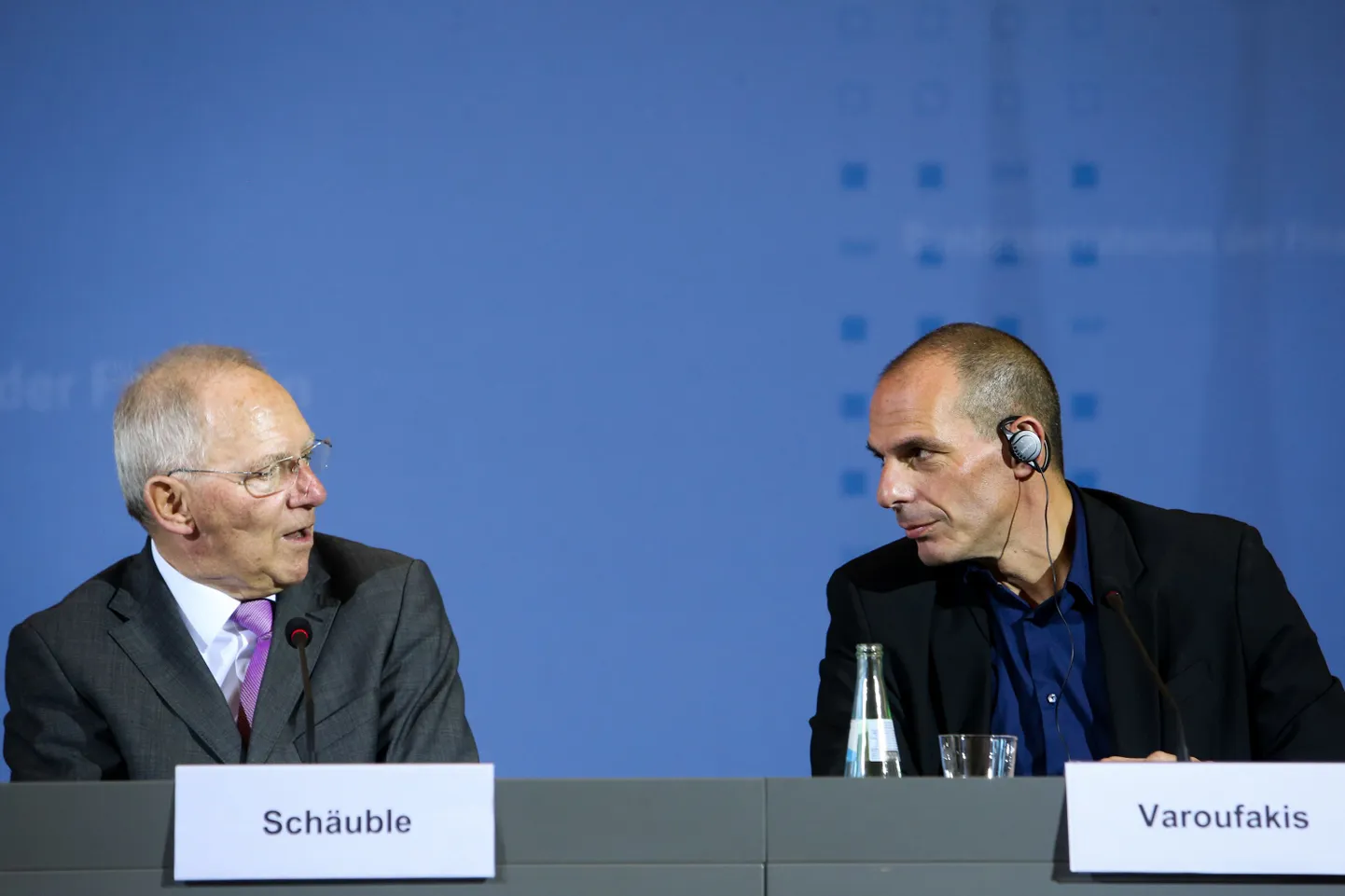 Saksa rahandusminister Wolfgang Schäeuble (vasakul) ja tema Kreeka ametivend Yanis Varoufakis