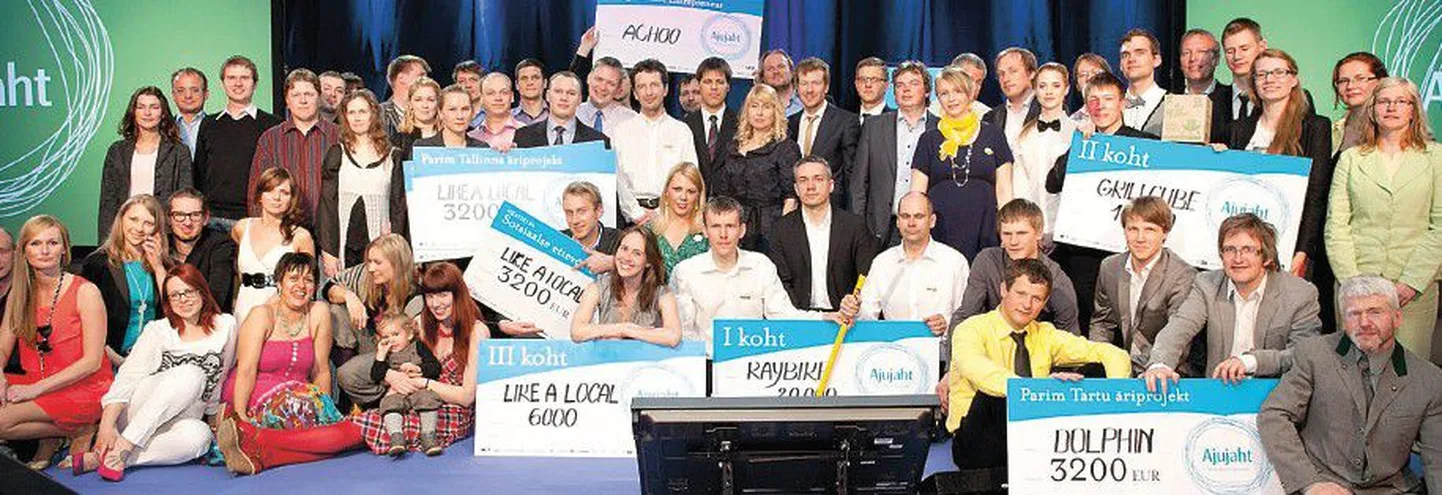 Финалисты конкурса инновационных бизнес-идей «Ajujaht» на торжественной церемонии награждения победителей.
