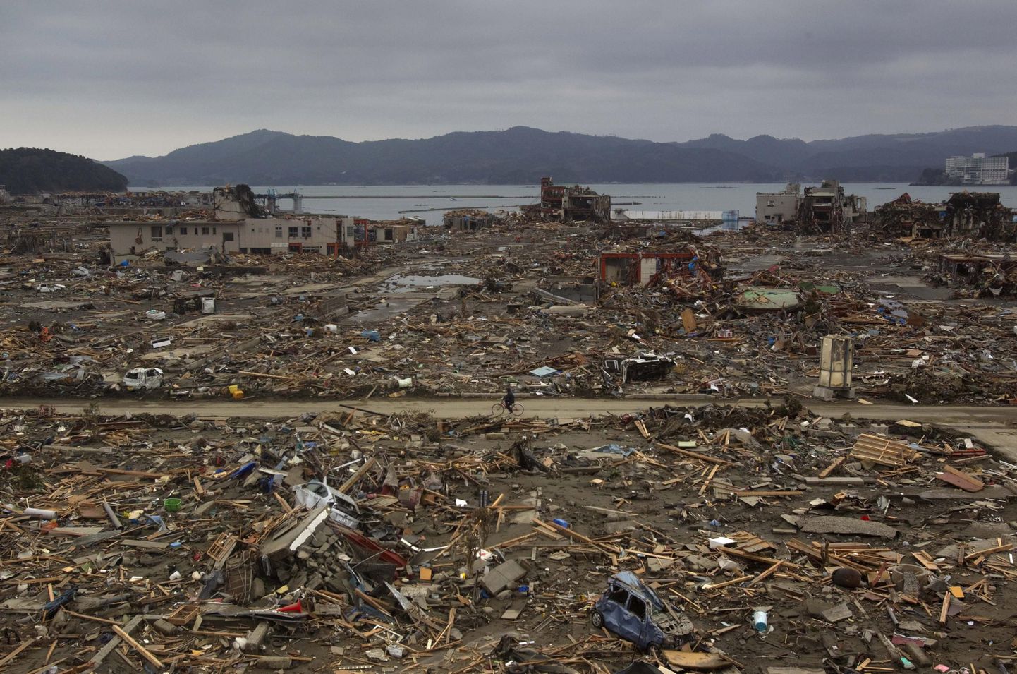 Tsunamist laastatud Minamisanriku linn Jaapani kirdeosas.