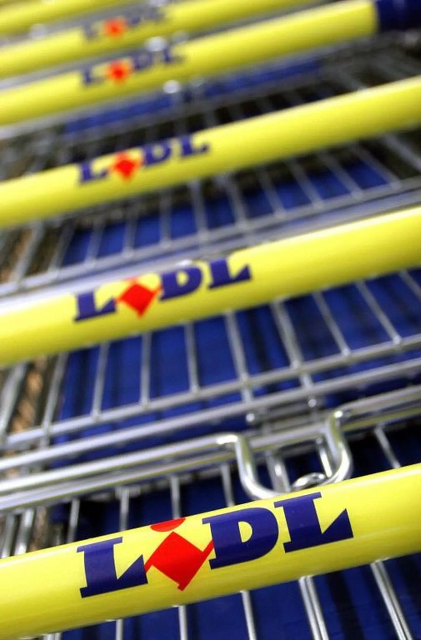 Lidli logoga ostukärud.