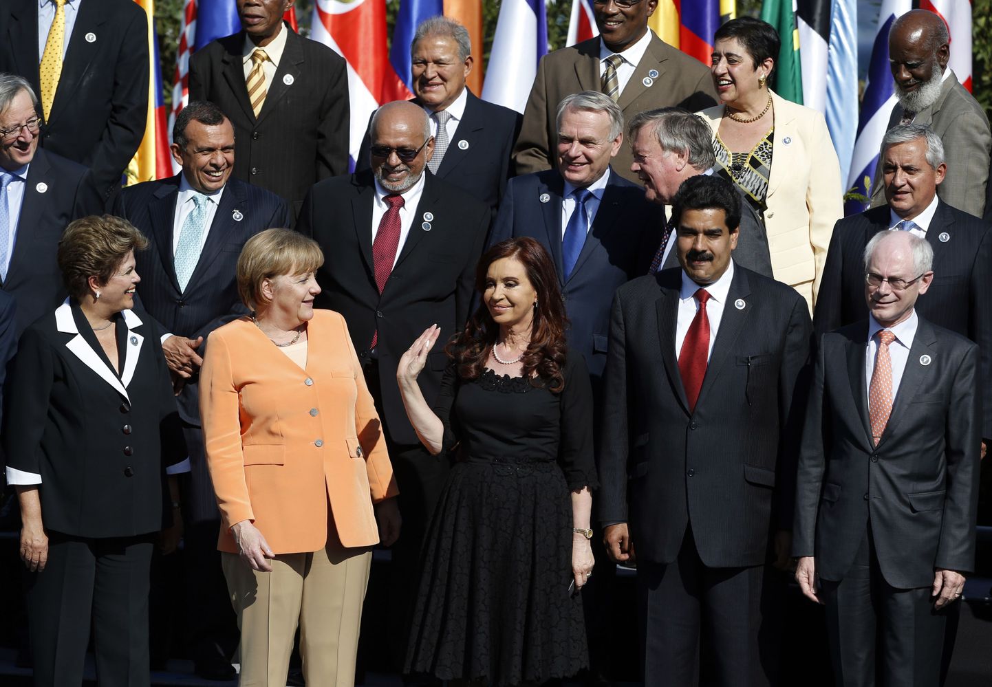 Lõuna-Ameerika ja Euroopa Liidu majandustippkohtumisel osalenud riigijuhid. Brasiilia president Dilma Rouseff on vasakul esireas