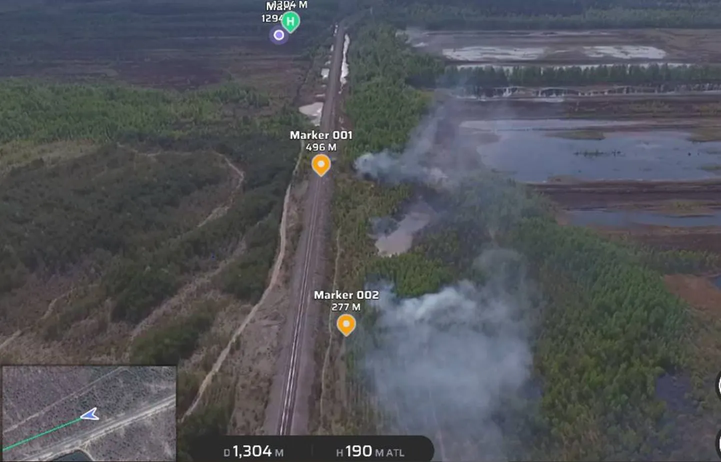 Konju külas asuval turbaväljal puhkenud põleng ulatus teisipäeva õhtupoolikul ligemale viie hektarini.