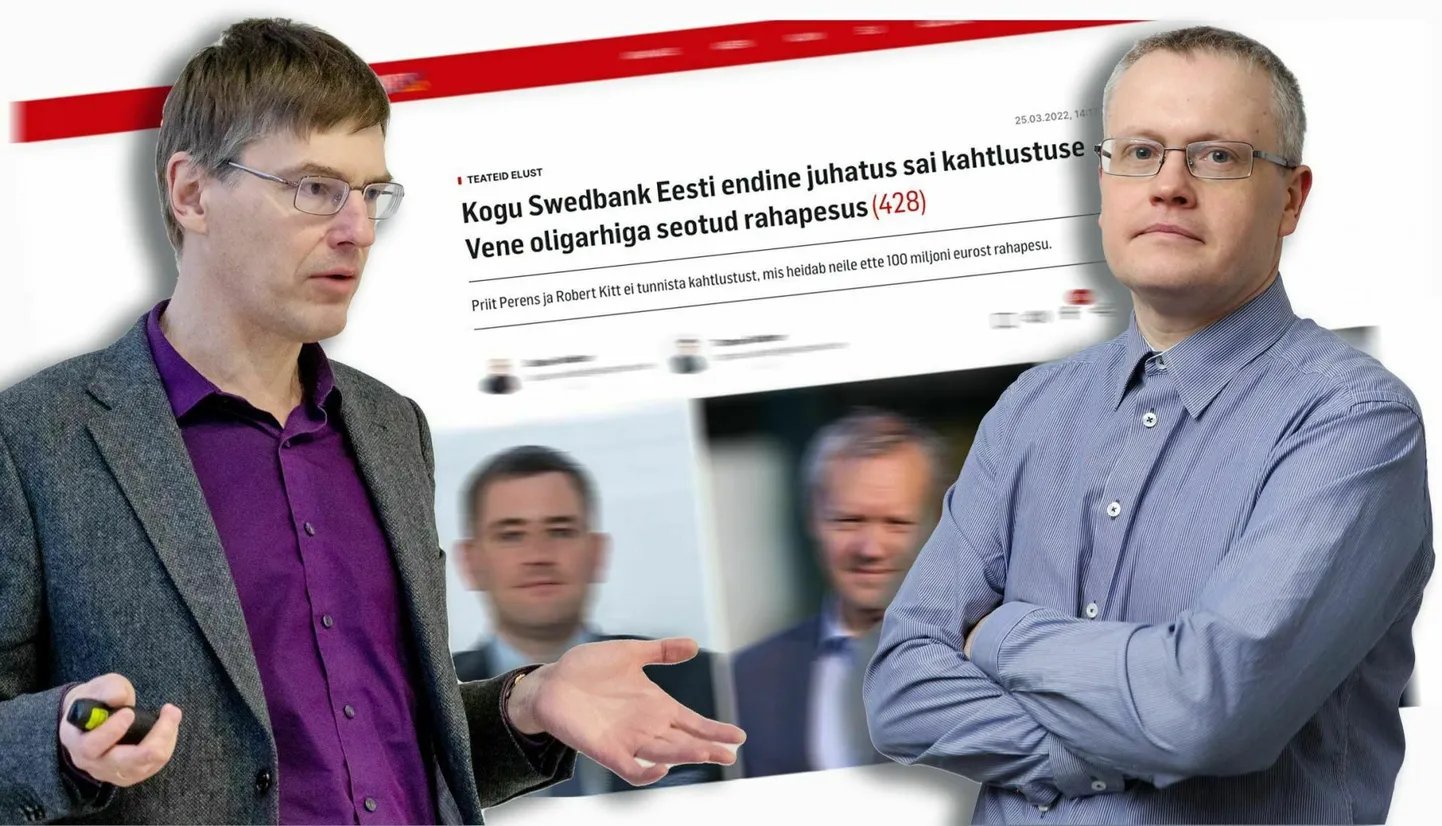 Tarmo Vahter ja Sulev Vedler ning nende artikkel Swedbanki rahapesu teemal. Taamal Robert Kitt ja Priit Perens.