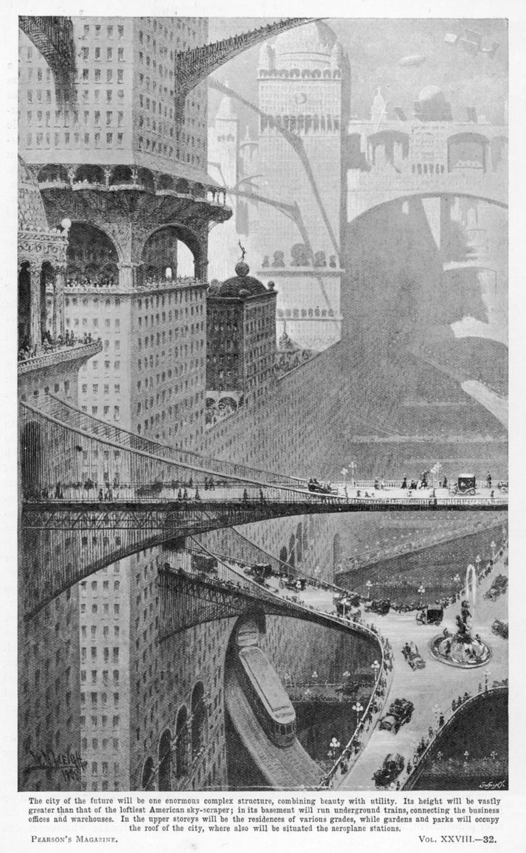 Nākotnes pilsētas vizualizācija, 1909. gads 