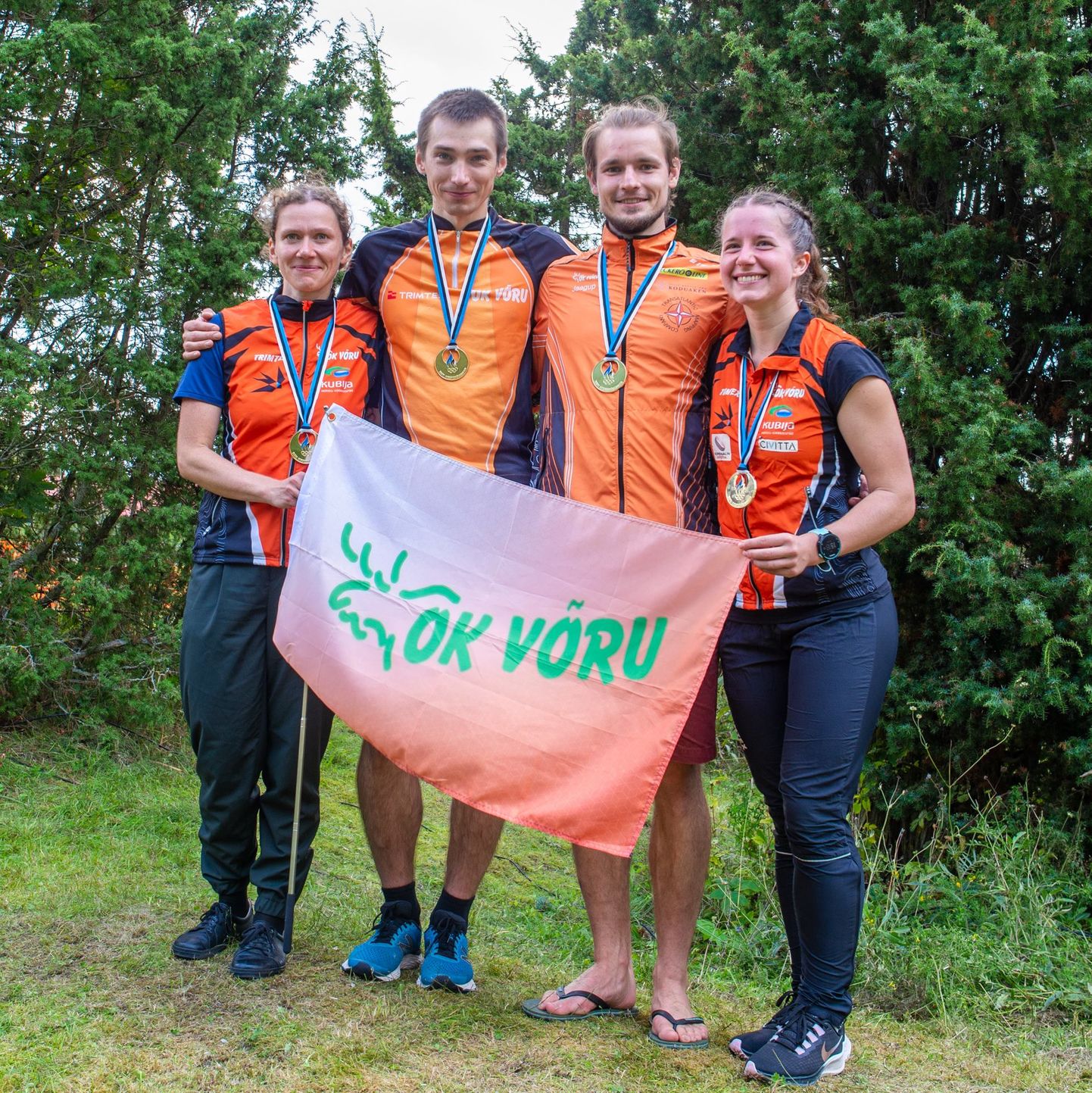 MN21 sprinditeate võitjad_Eleri Hirv, Lauri Sild, Jaagup Truusalu ja Marianne Haug.