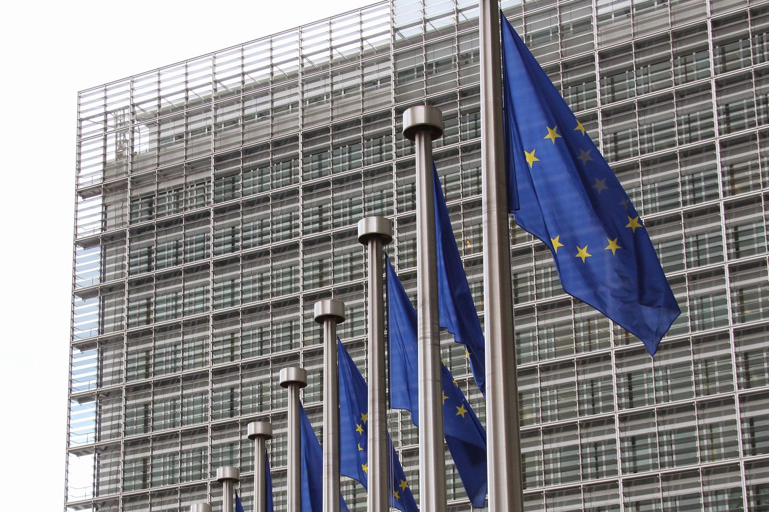 Флаги ЕС у здания Еврокомиссии в Брюсселе.