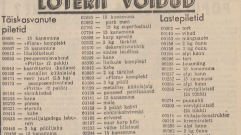 AJALOOST ⟩ Loterii võidud ulatusid väikesest täitesulepeast pullvasikani