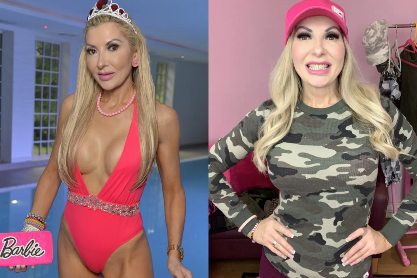 Rachel Evans möödunud suvel inim-Barbie'na (vasakul) on nüüd plastikelust loobunud (vasakul).