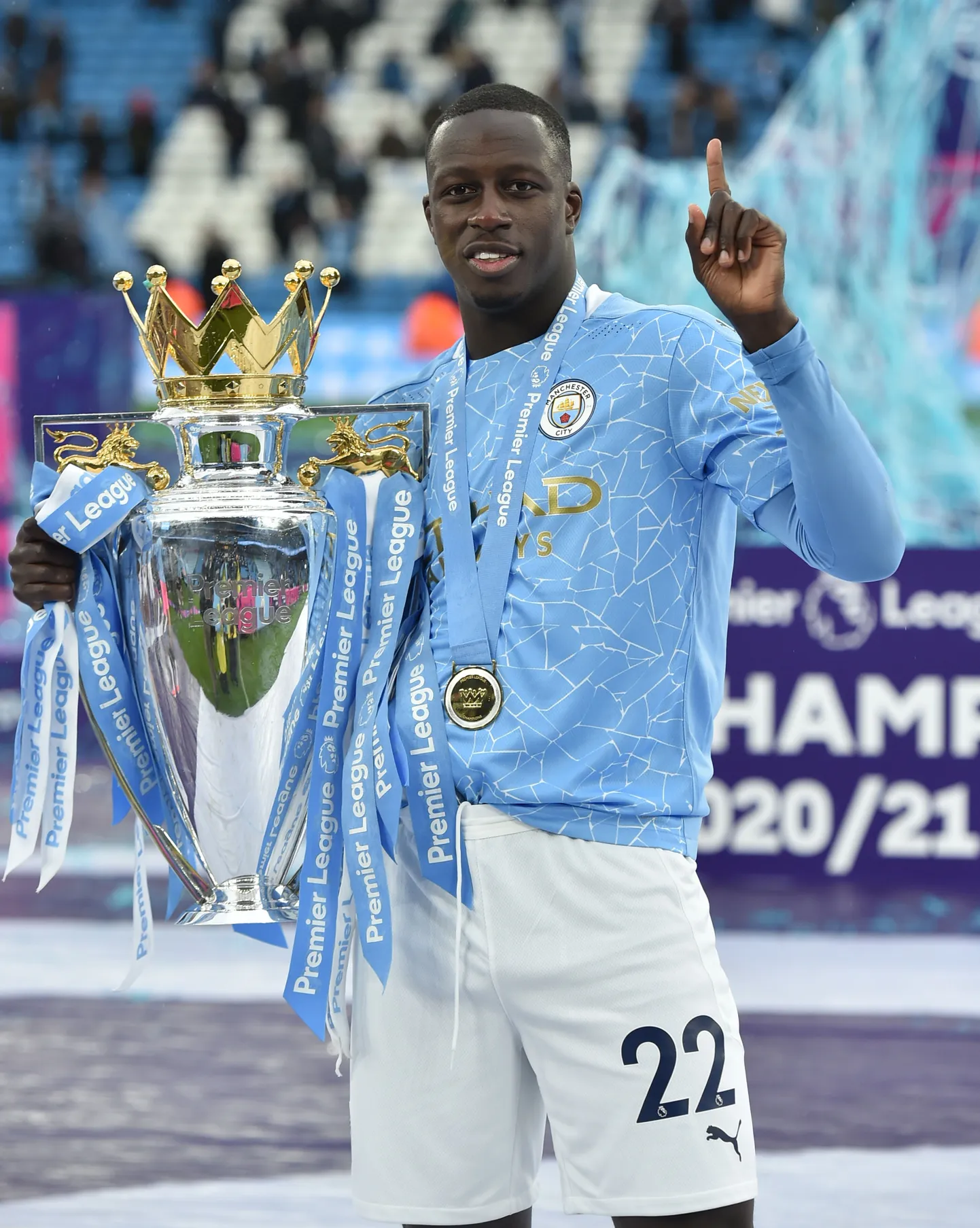 Benjamin Mendy krooniti koos Manchester Cityga 2021. aastal Inglismaa meistriks.