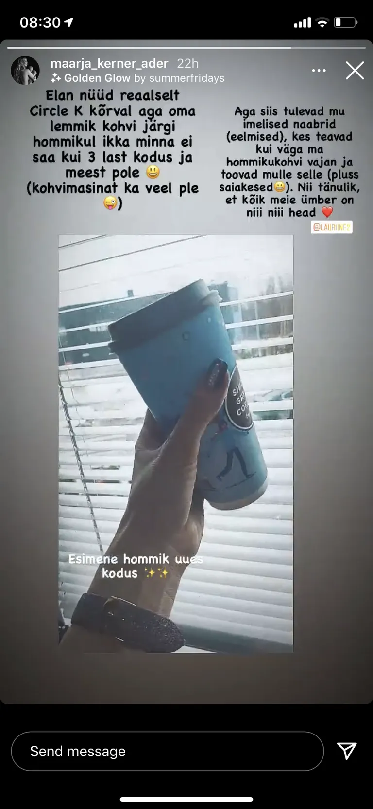 Argo Aderi abikaasa avaldas Instagrami lugudes, et ta on kolinud.