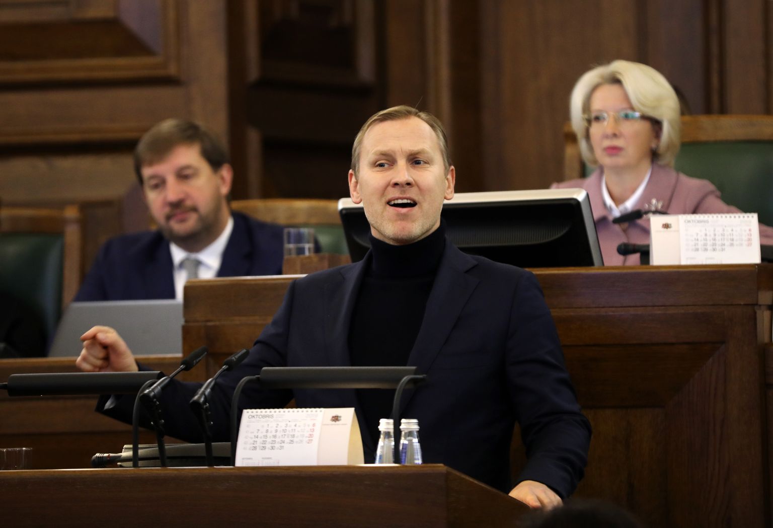 Saeimas deputāts Aldis Gobzems Saeimas ārkārtas sēdes laikā, kurā izskata valsts budžeta projektu 2020.gadam.