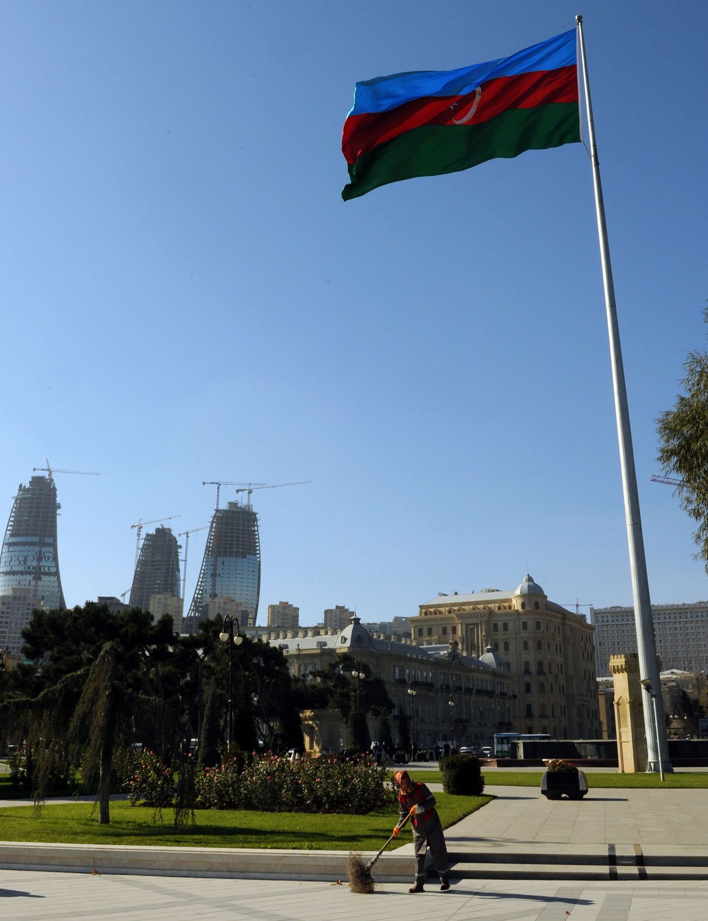 Aserbaidžaani lipp Bakuus.