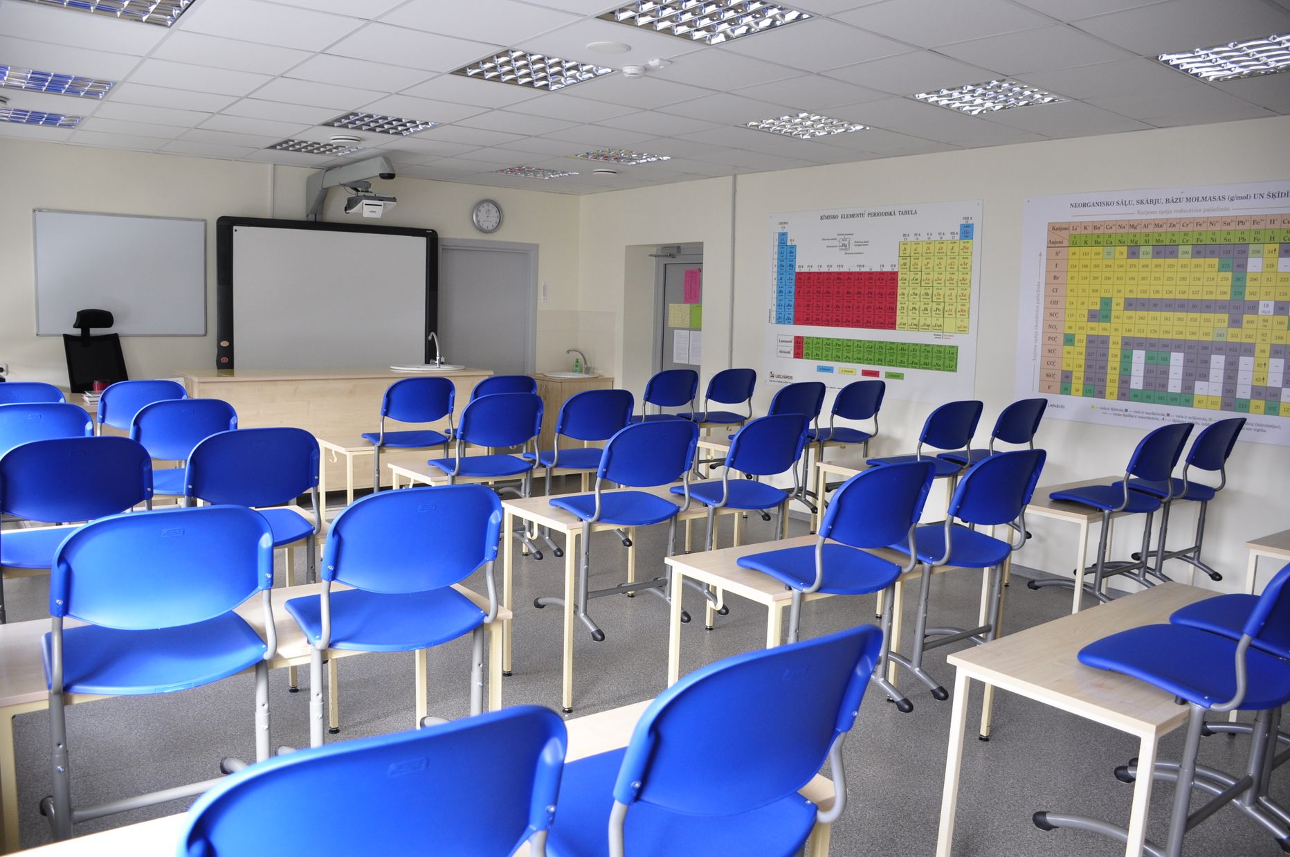 An empty classroom in the closed Daugavpils State Gymnasium in connection with the disease "Covid-19" caused by the coronavirus.