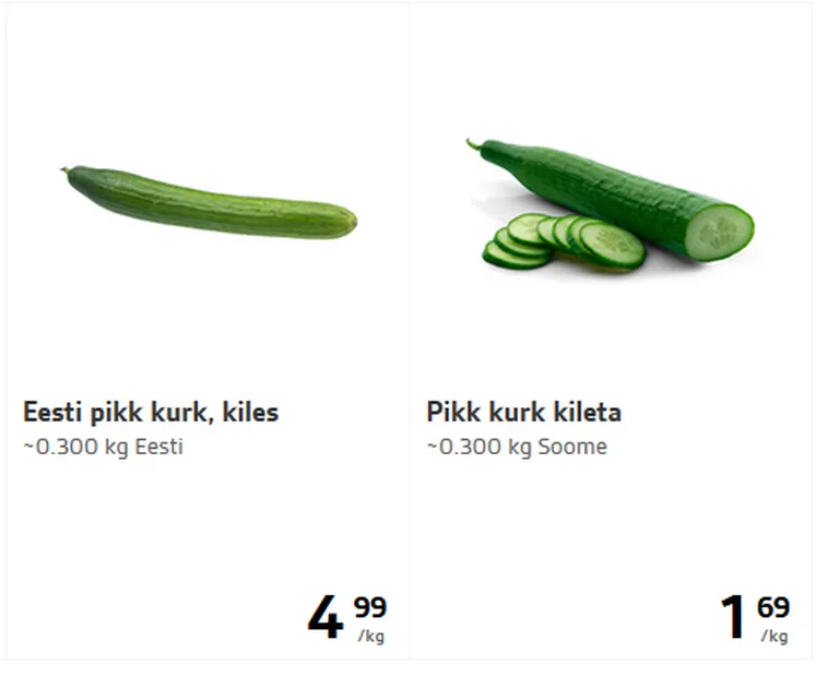 Vasakul Luunja kurk, paremal Soome päritolu kurk.