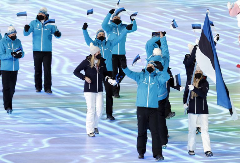 Eesti olümpiakoondis Pekingi mängude avatseremoonial. 