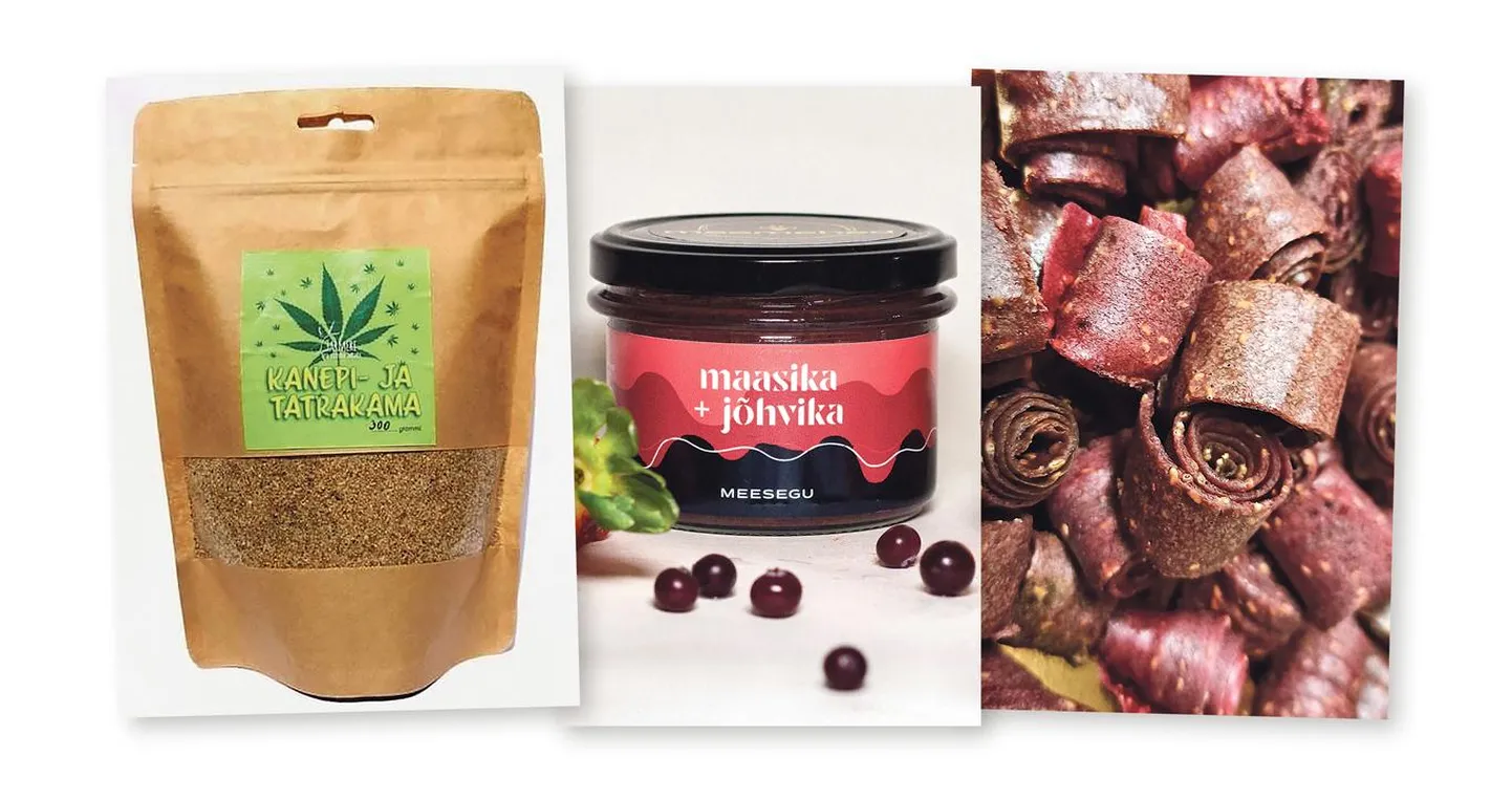 Kanepi- ja tatrakama, maasika-jõhvikamesi ja marjapaber.