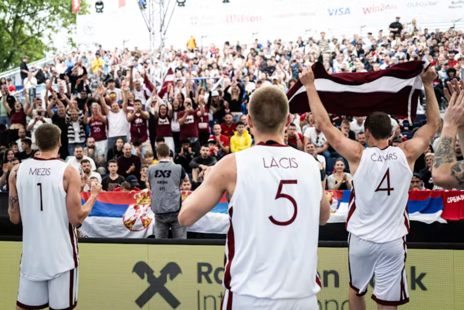 Latvijas 3x3 basketbolisti Nauris Miezis, Francis Lācis, Agnis Čavars