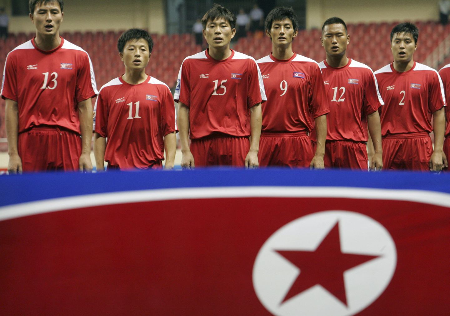 Põhja-Korea jalgpallimeeskonna liikmed.