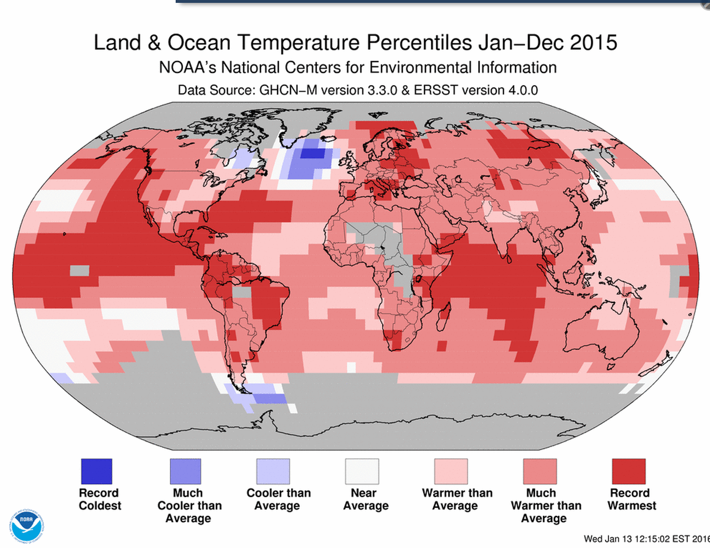 Okeānu temperatūra 2015. gadā