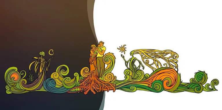 Kunstnike Ülle Ottokari ja Lauri Rahusoo koostöös valminud seinamaalingu kavand.