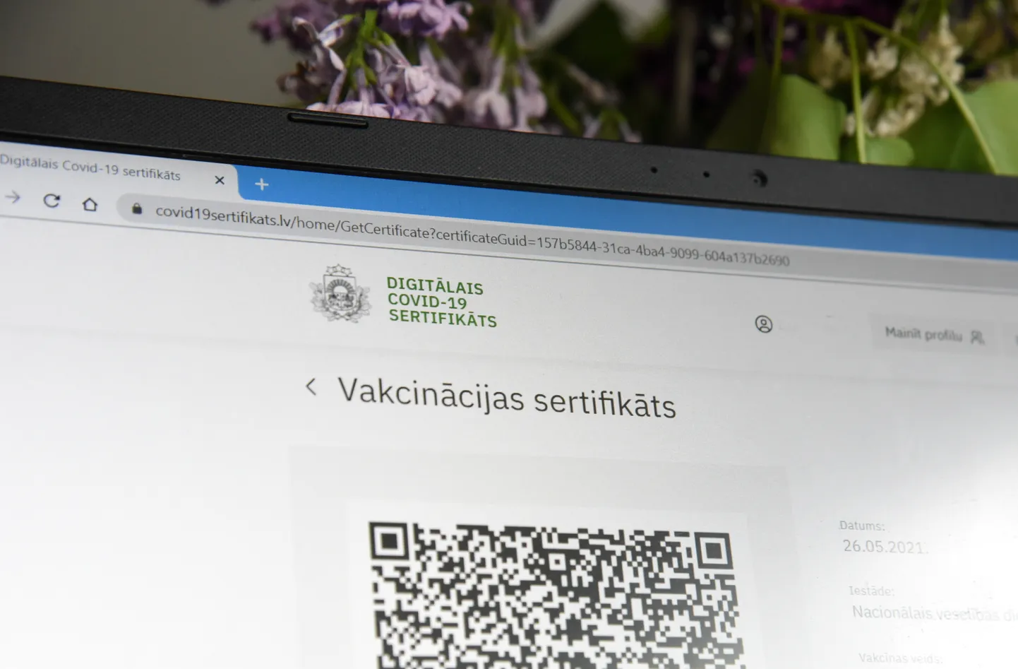 Vakcinācijas pret Covid-19 sertifikāts.