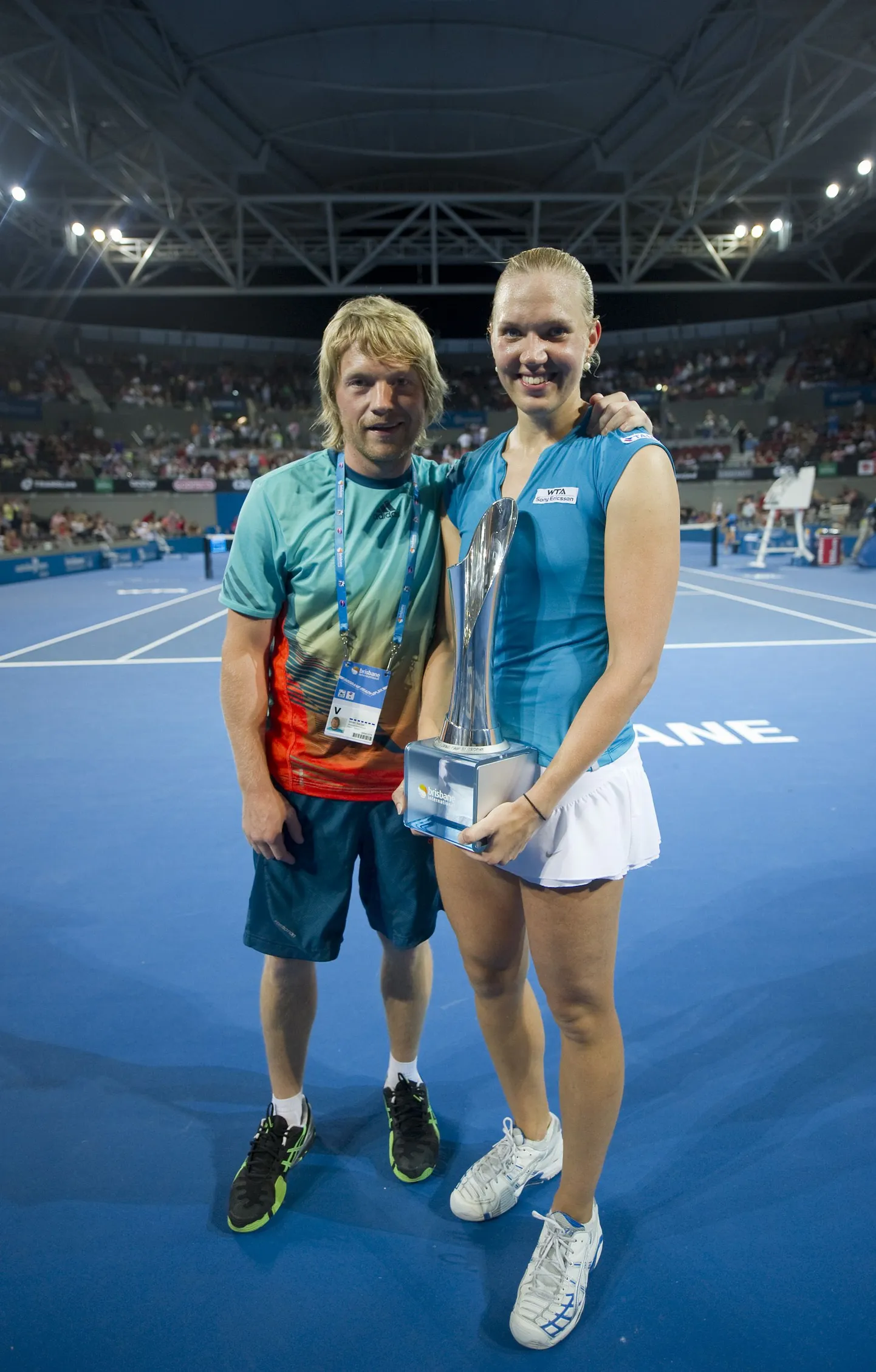 Kanepi koos treener Silver Karjusega Brisbane´i turniiril.