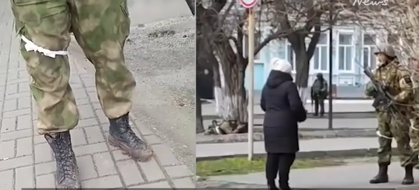 Ukrainlanna astus Vene sõdurile vastu.