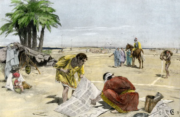 19. sajandi raamatuillustratsioon, millel on kujutatud, kuidas Aleksander Suur Egiptuses hakkas Aleksandriat rajama