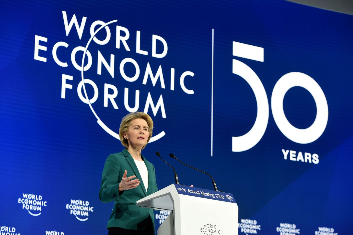 Euroopa Komisjoni president Ursula von der Leyen Maailma Majandusfoorumil Davosis 22. jaanuaril 2020.