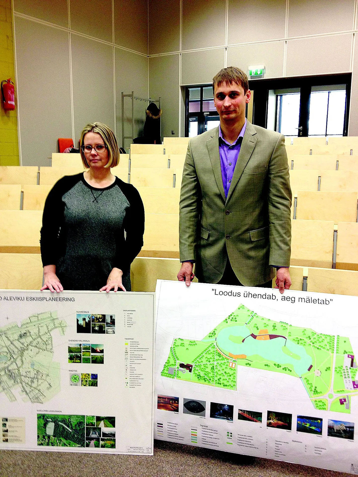 TTÜ Tallinna kolledži teise kursuse tudengid Maire Suimets ja Priit Ingver näitavad koos kursusekaaslastega tehtud töid.