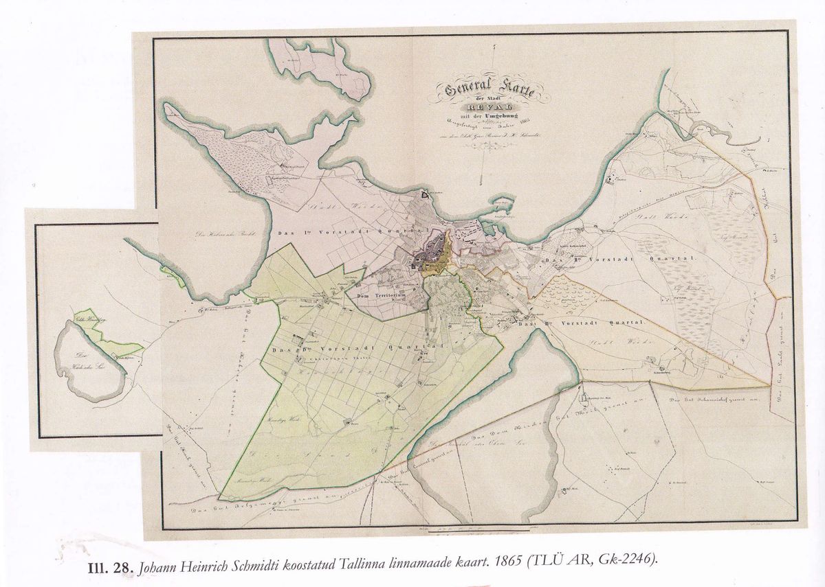 1865. aasta kaart vähenenud linnasarasega Tallinnast