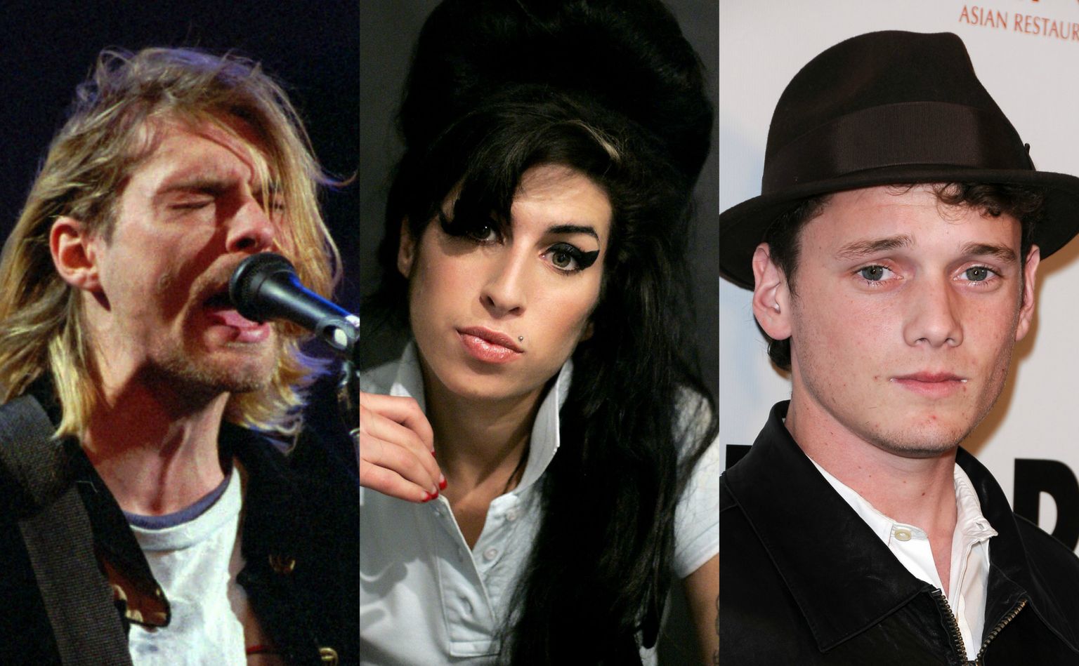 Fotol: Kurt Cobain, Amy Winehouse, Anton Yelchin. Fotod: Scanpix.
