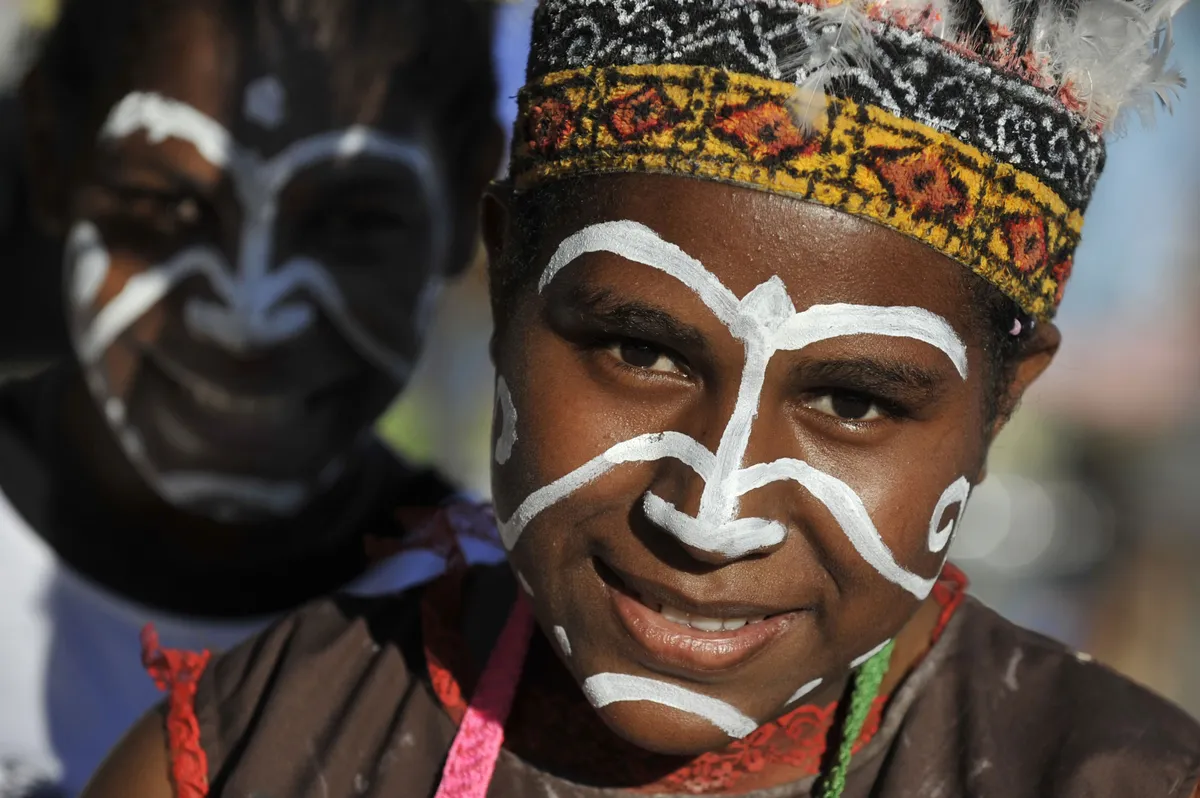 Indoneesia Papua provintsi hõimud Sentani festivali pidamas.