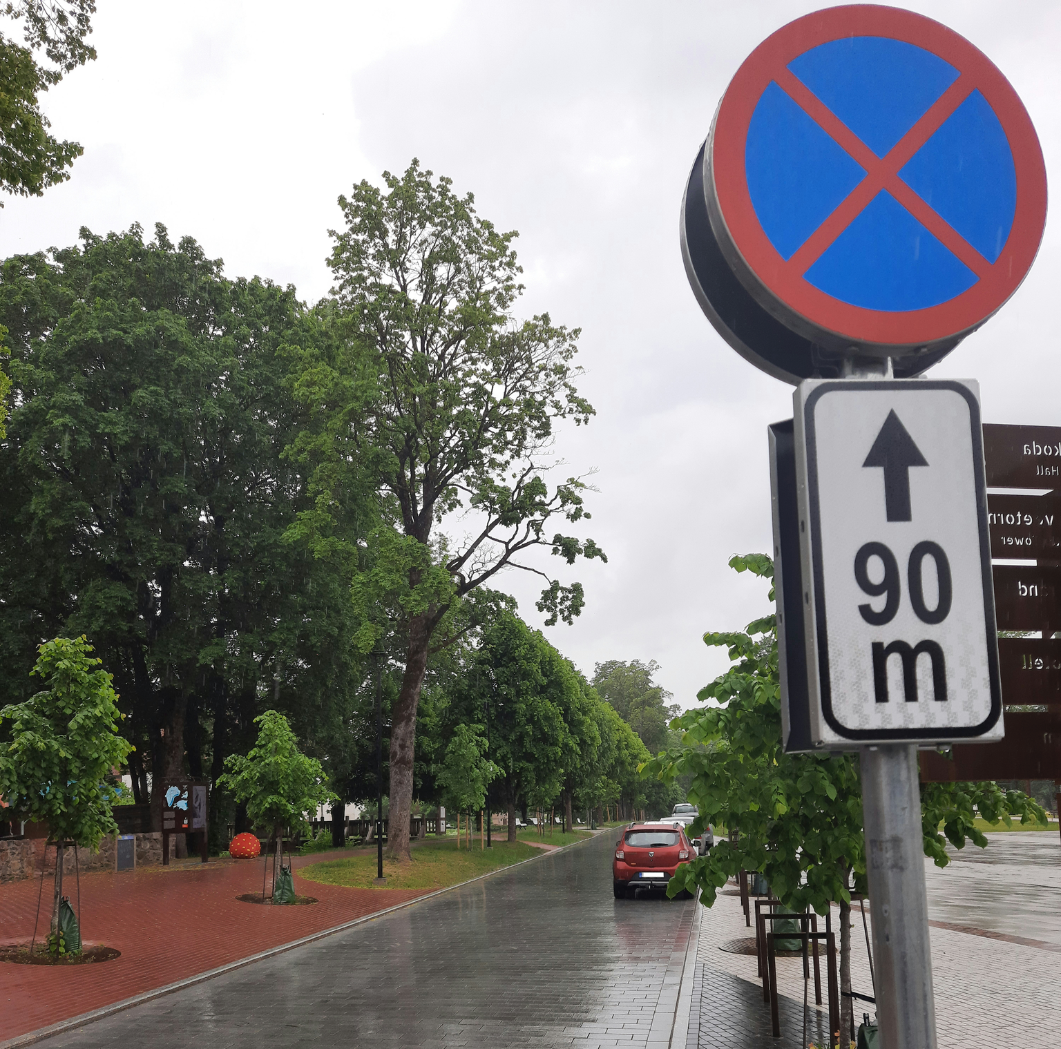 Viljandis Vabaduse platsi ääres kulgeval Tasuja puiesteel on küll parkimine keelatud, kuid trahvihoiatustest hoolimata leiab seal tihti nii parkijaid kui peatujaid. Foto on tehtud teisipäeval kella 13 ajal.