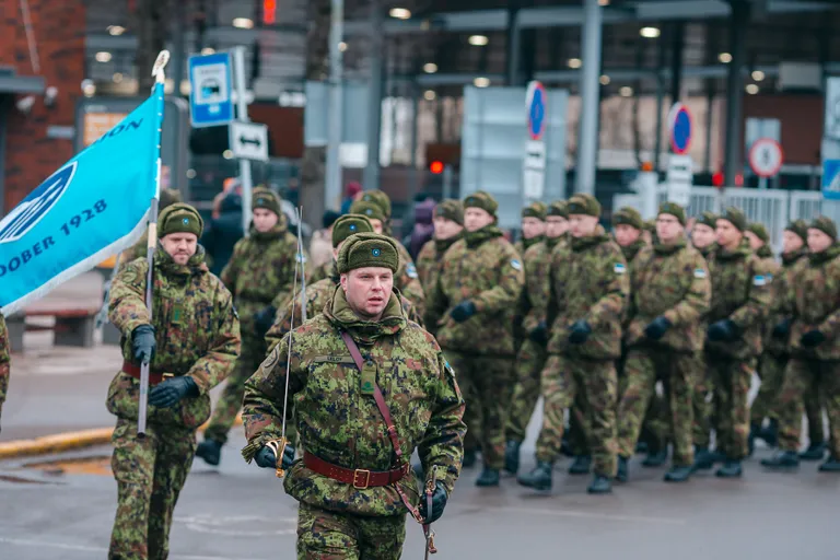 Военный парад в Нарве по случаю 100-й годовщины заключения перемирия в Освободительной войне. 3 января 2020 года.