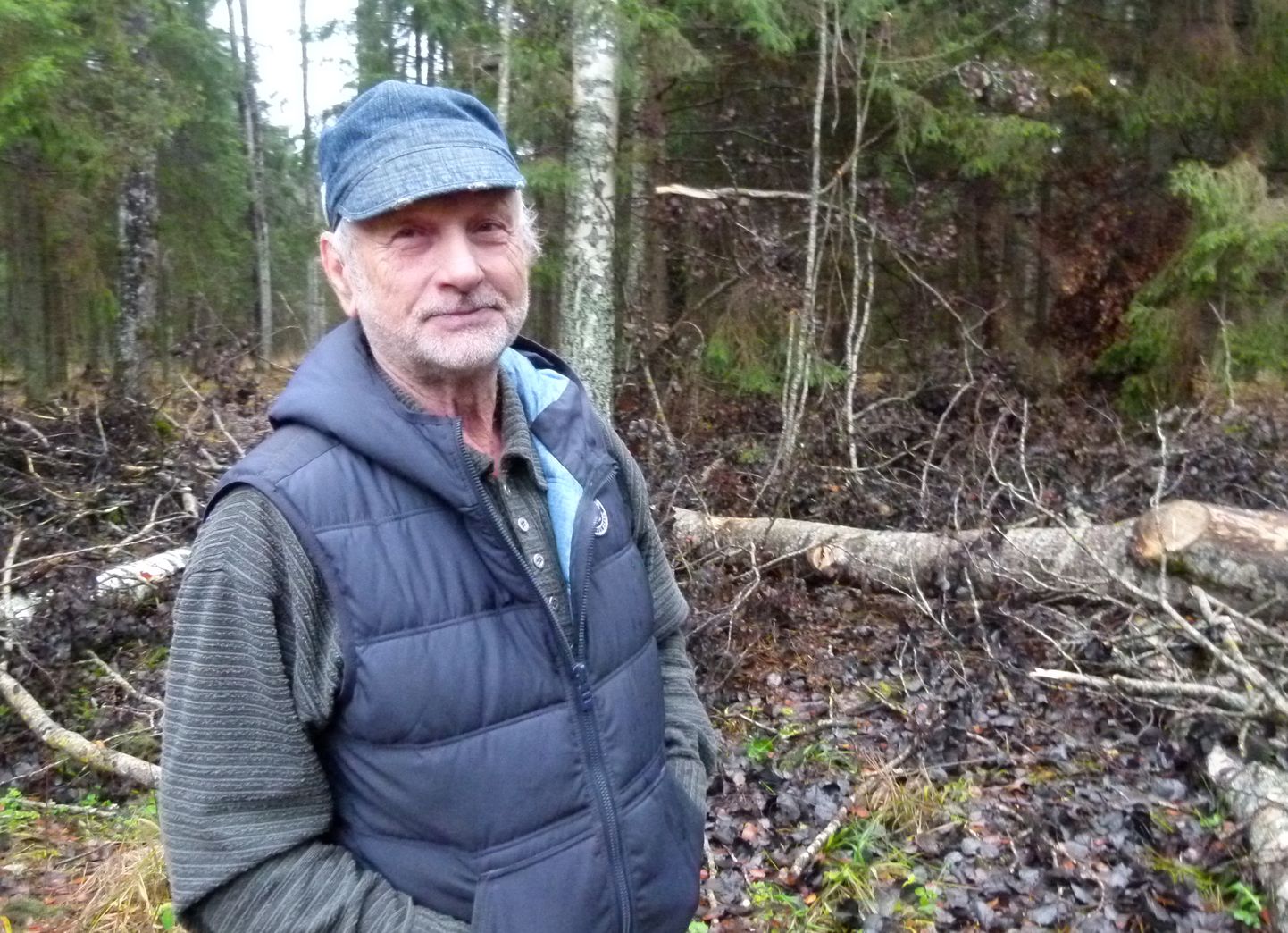 Jüri Stroo oma metsas pooleli tööjärjel.