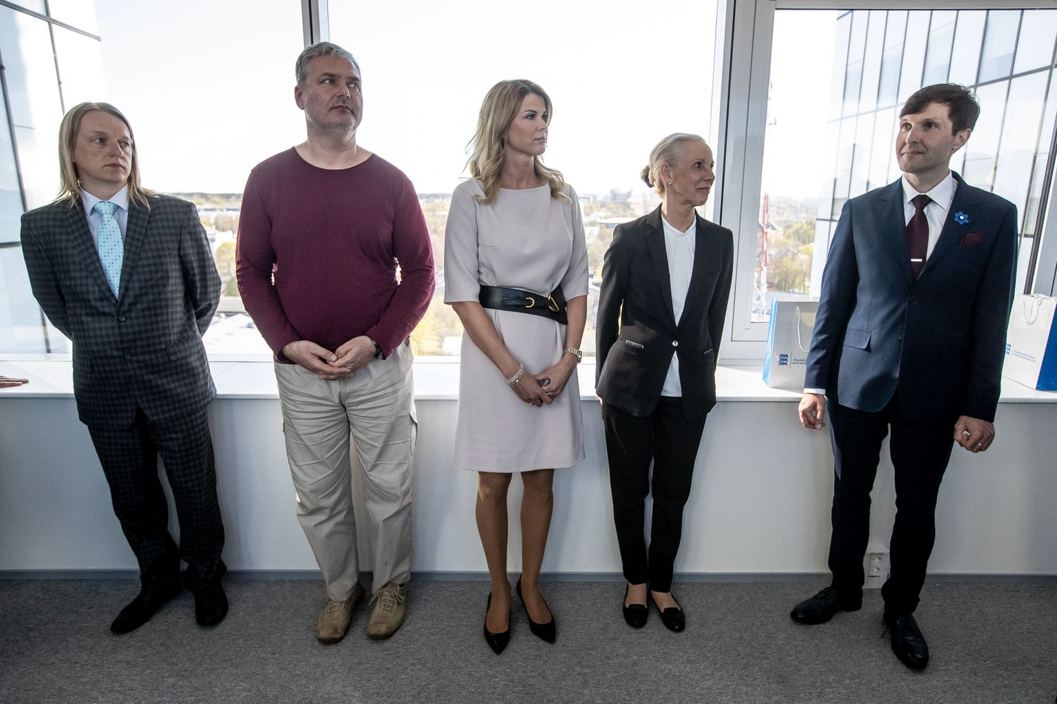 Министр финансов Мартин Хельме и его советники. Слева направо: Райн Эплер, Лассе Лехис, Кристель Меннинг и Керсти Крахт.