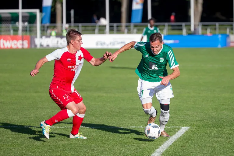 Levadia võitles Slaviaga südilt, kuid edasi siiski ei pääsenud. FOTO: