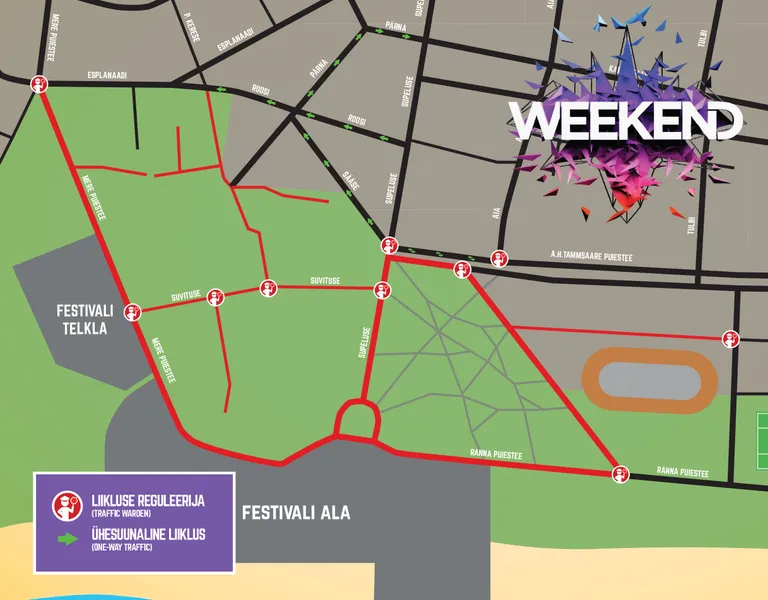 Liikluskaart Weekend festivali ajal