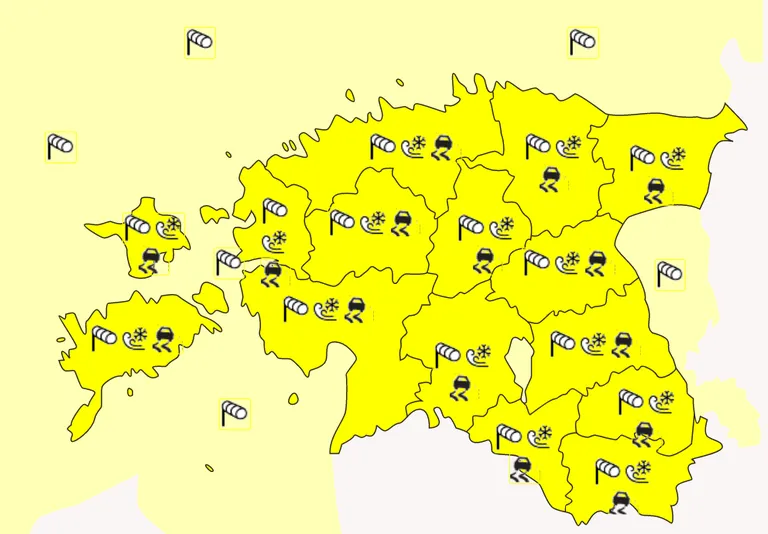 Riigi ilmateenistus andis kogu Eestile esimese taseme hoiatuse.