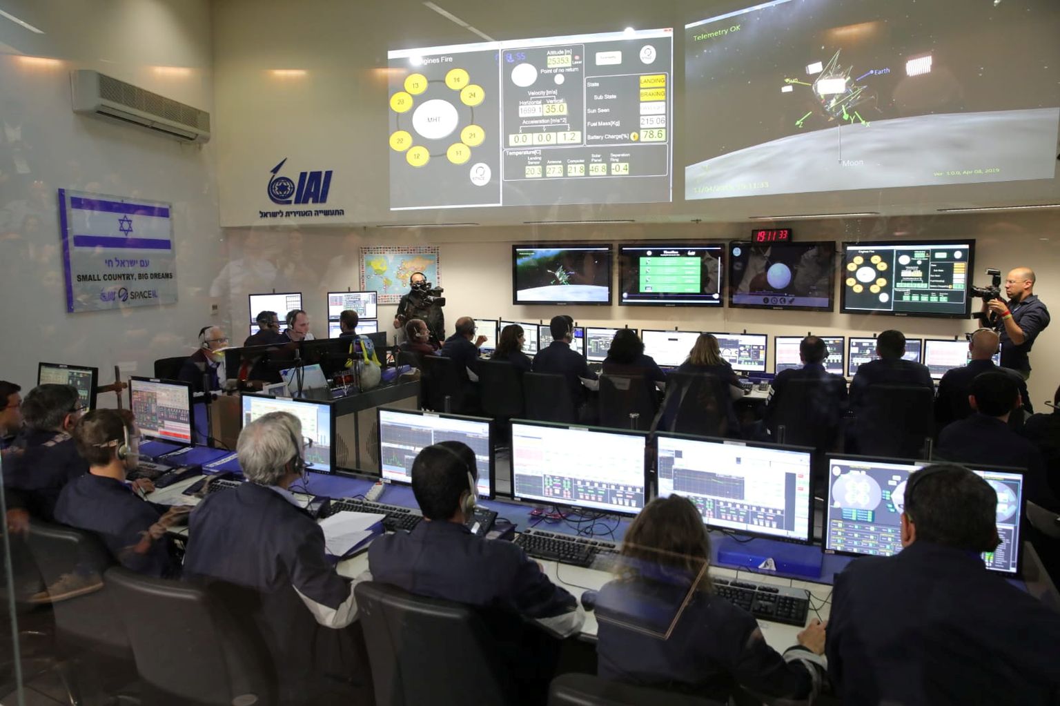 Iisraeli lennujuhtimiskeskus jälgib kosmoseaparaadi Beresheet lähenemist Kuule.