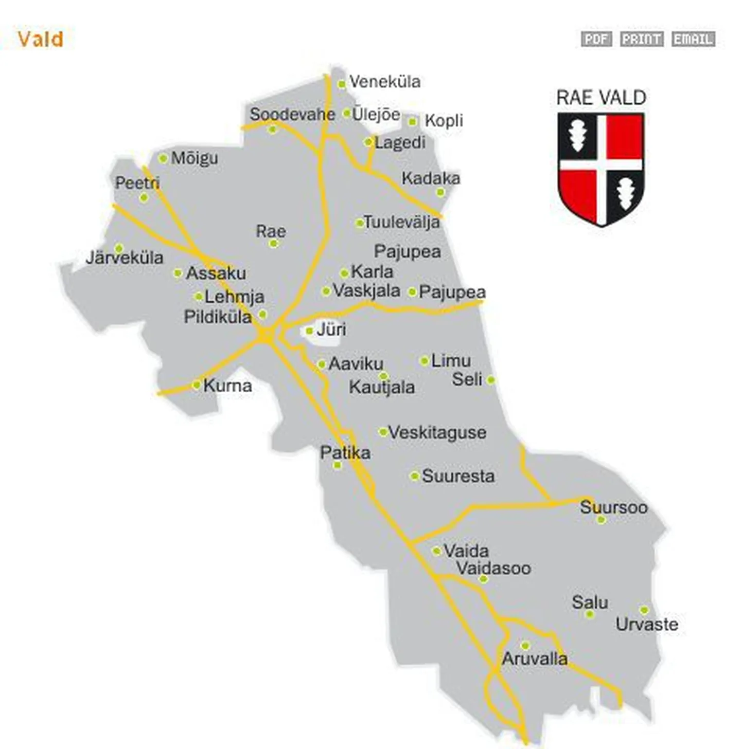 Tallinna külje all asuv Rae vald.
