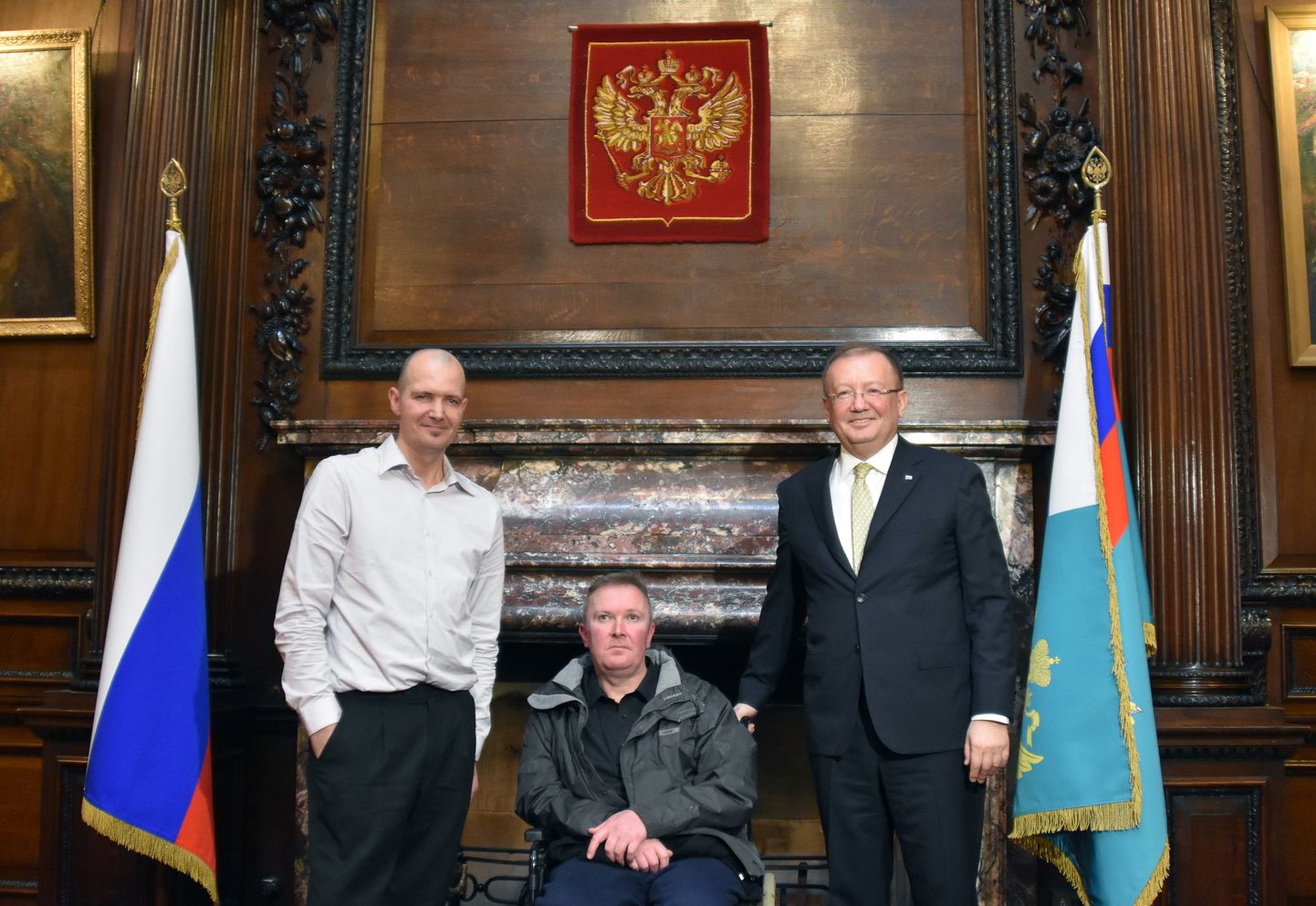 Встреча посла РФ в Великобритании Александра Яковенко с Чарли Роули и его братом Мэтью.