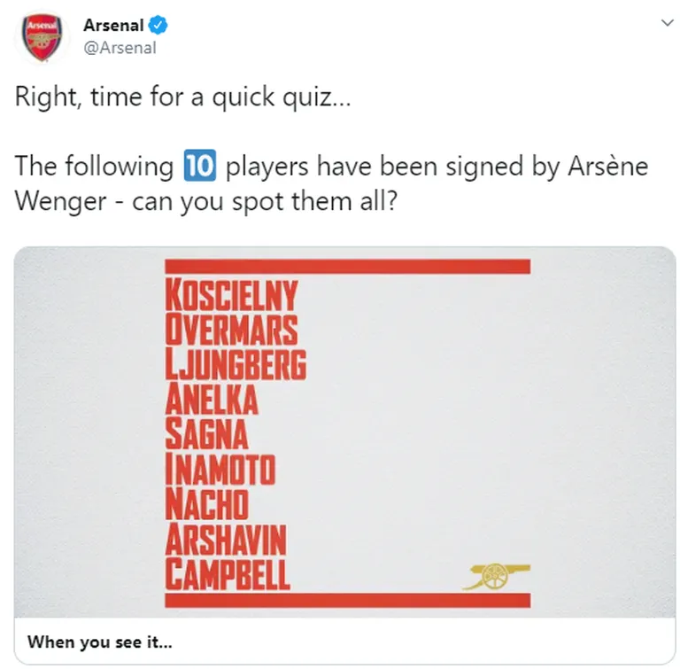 Sellise lõbusalt krüptilise säutsuga teatas Arsenal Sead Kolašinaci liitumisest. Kas leiad tema nime pildilt üles?