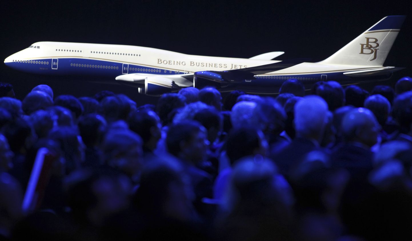 Pilt on illustreeriv. 2011. aastal tutvustati tuhandetele külalistele ja töötajatele Washingtonis Boeing Business Jet mudelit.