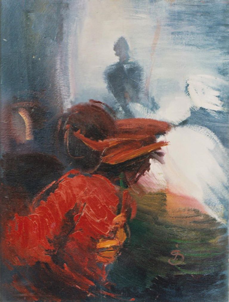 Inese Ščucka “Dancis”, 1985. Audekls, eļļa, 80x60 cm 