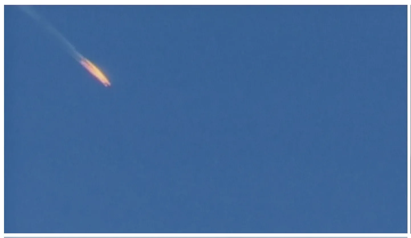 Leekides Vene hävitaja Su-24 peale  tabamuse saamist Türgi sõjalennukilt 24. novembril 2015.
